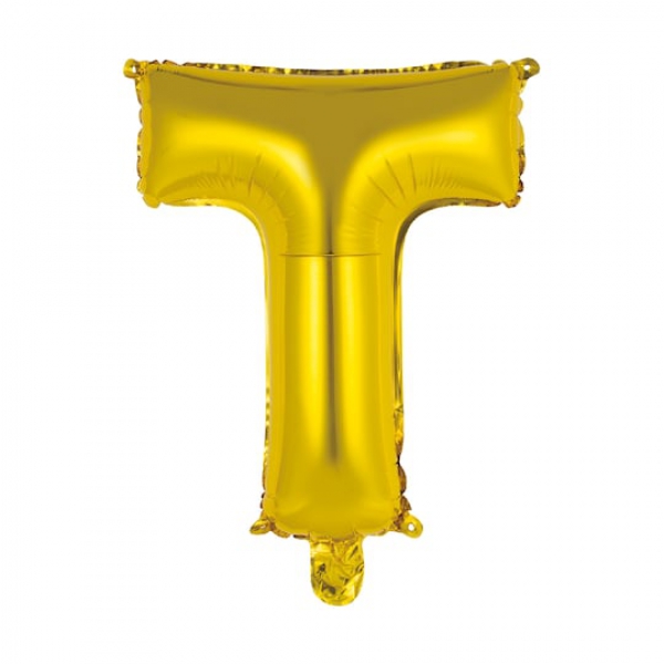 Gas balloon - letter T gold Resim 2
