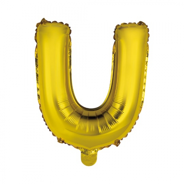 Uçan harf balon - U harfi altın Resim 2