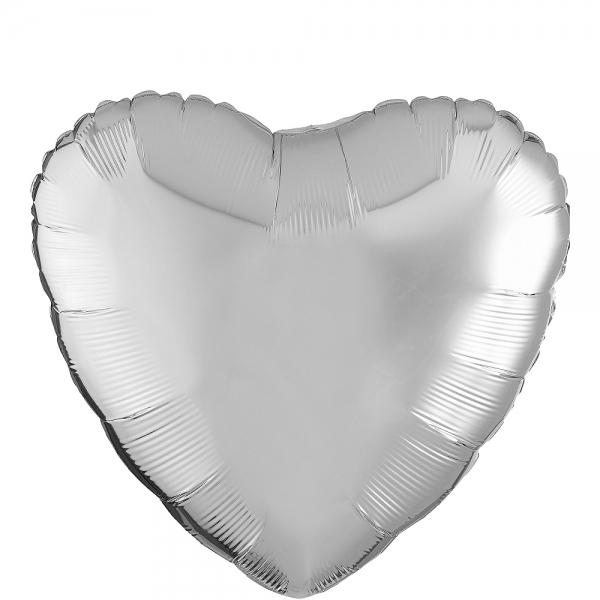 Helium heart balloon - silver Resim 2