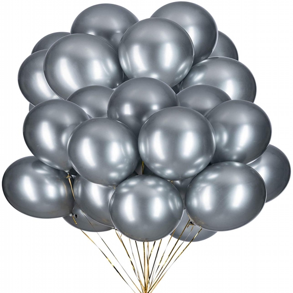 Chrome balloons - silver Resim 2