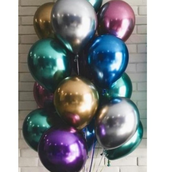 Luftballons und Mischchrom (metallisch), 15 Stk. Resim 1