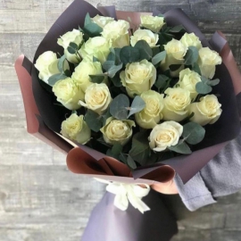  Заказ цветов в Анталия 21 белая роза M1 