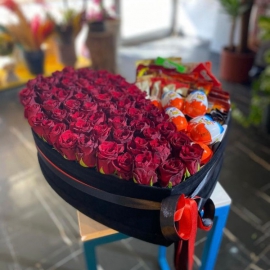  Antalya Flower Order Heart Box , Red Rose & surprise