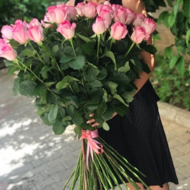  Antalya Çiçek Gönder 51 Pembe İthal Gül Buketi (60 santimetre)