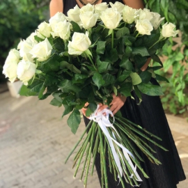  Antalya Flower Delivery 51 Imported White Roses Bouquet (60 centimeters)